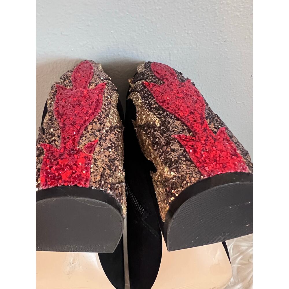 Katy Perry The Flame Black 9 Sequin Ankle Boots Heel Velvet Festival Glam Punk - Picture 10 of 11